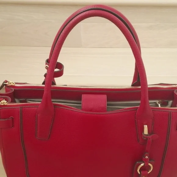 Tumi Stanton Kiran Leather Tote in Raspberry Red - Picture 4 of 15